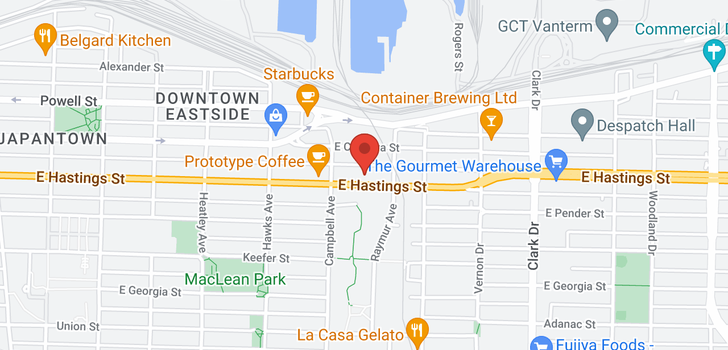 map of 806 955 E HASTINGS STREET